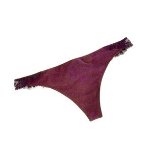 NWT La Perla Maharani Chantilly Lace Plum/Burgundy Thongs Size Large